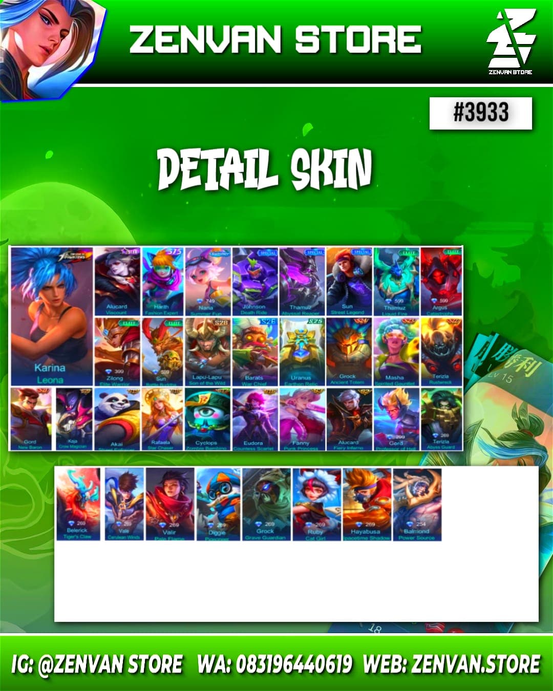 Thumbnail 2 akun ML 🔥 #3933 🔥 35 Skins 💎 KoF Karina 👑 Many Special ⚔️ Many Epic ✅ Safe Account