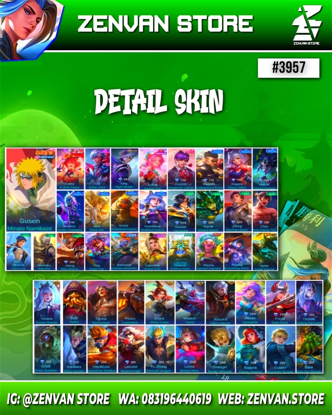 Thumbnail 2 akun ML 🔥 #3957 🔥 54 Skins 💎 Minato 👑 Many Epic Android Only ✅ Safe Account