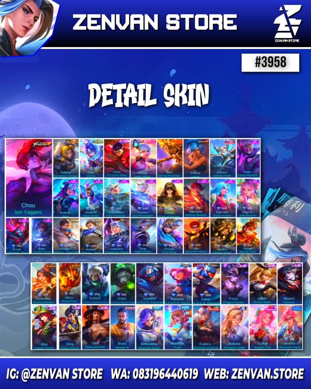 Thumbnail 2 akun ML 🔥 #3958 🔥 349 Skins 💎 Collector Natalia 👑 KoF Chou & Karina ⚔️ Stun Chou ⭐ Many Limited 🌟 Many Epic ✅ Safe Account
