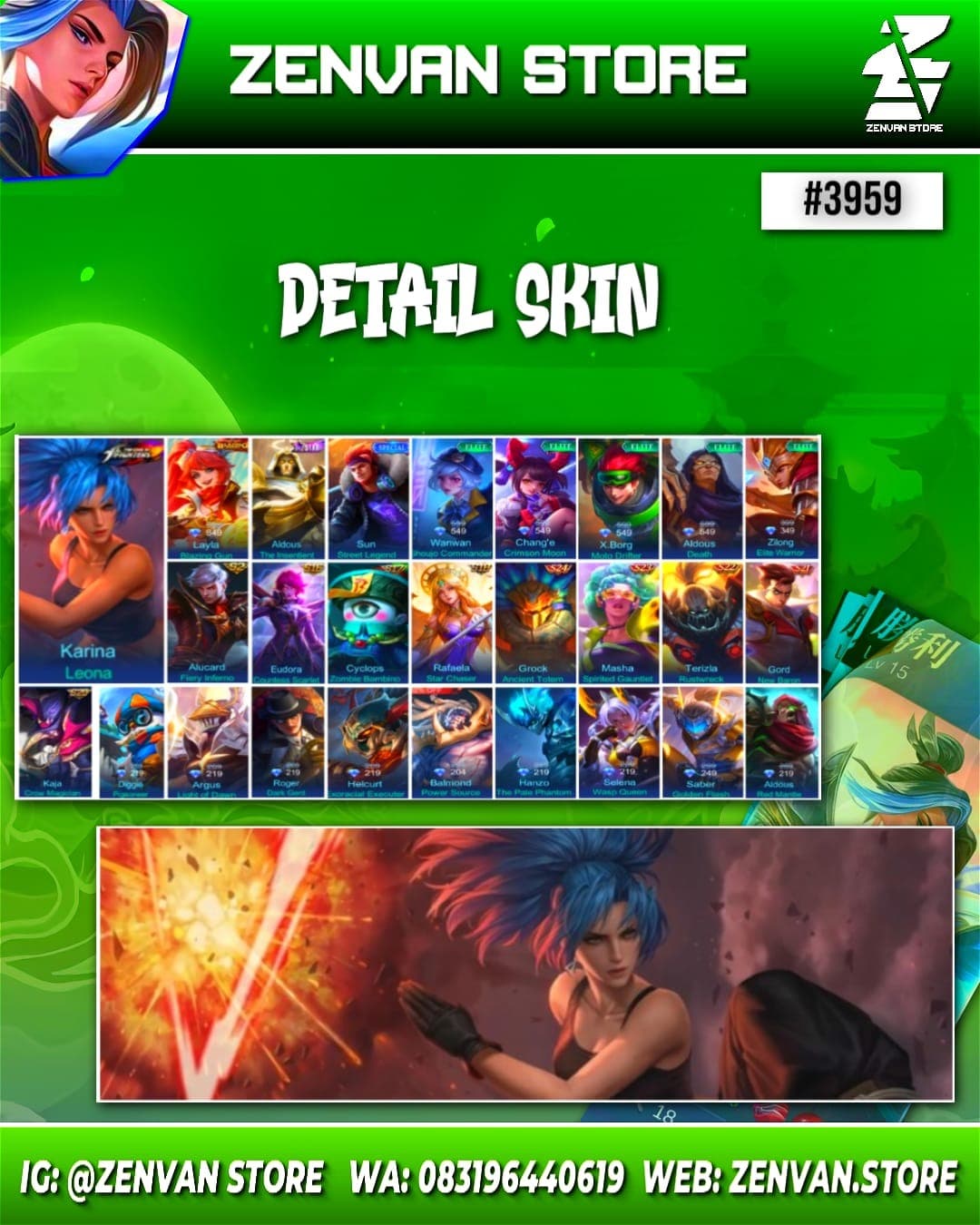 Thumbnail 2 akun ML 🔥 #3959 🔥 27 Skins 💎 KoF Karina 👑 Many Epic ✅ Safe Account