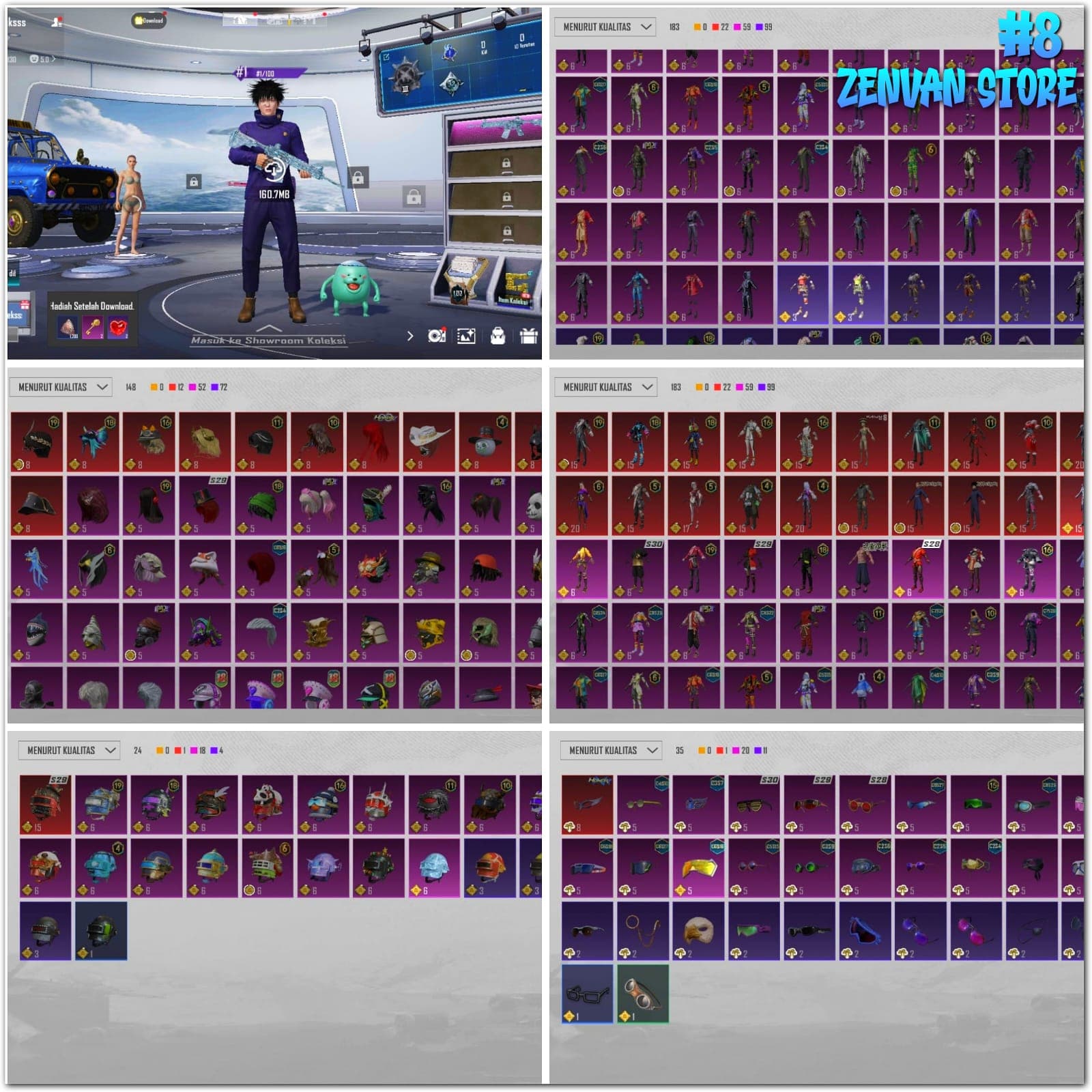 🔥 #8 🔥 PUBG MOBILE 🌍 GLOBAL 💎 680 Skin 👑 GLACIER M416 ⚔️ JUJUTSU KAISEN Megumi ⚔️ 183 Set Outfit 🌟 41 Mythic ✅ Full Access