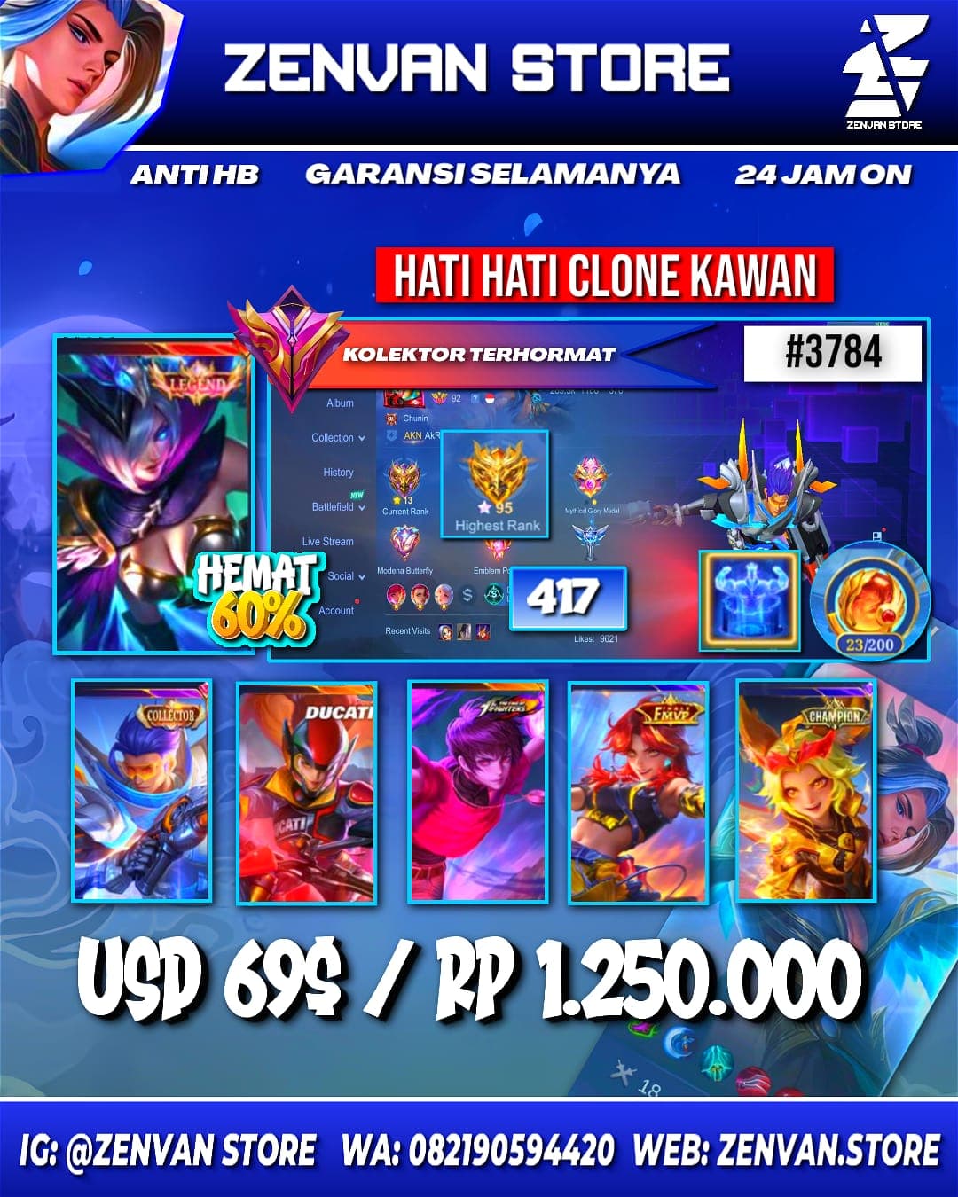 #3784 🔥 417 Skins 🔥 Legend Miya 🔥 Collectors Granger & Natalia 🔥 Ducati Irithel 🔥 Prime Claude & Beatrix 🔥 Transformers Roger 🔥 KoF Dyroth & Karina 🔥 SpongeBob 🔥 Many Limited 🔥 Many Zodiacs